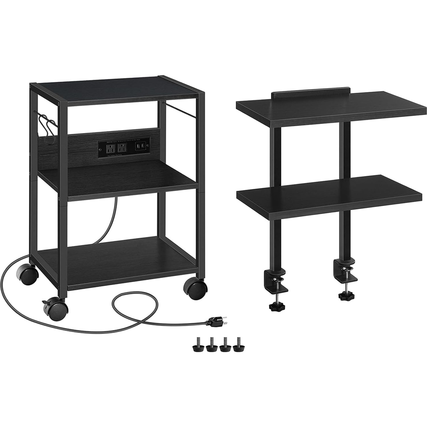 MAHANCRIS 3-Tier Mobile Printer Cart Stand Rolling Storage Desk Organizer