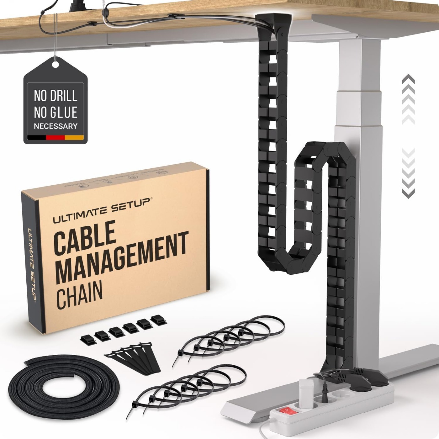 Under Desk Cable Management Spine 52 Black