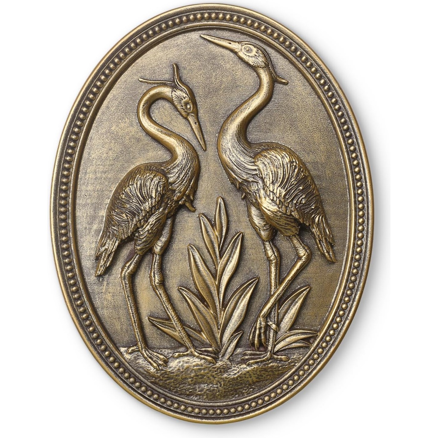 Vintage Crane Wall Sculpture, Antique Wall Decor, Crane Wall Art, Hand Painted